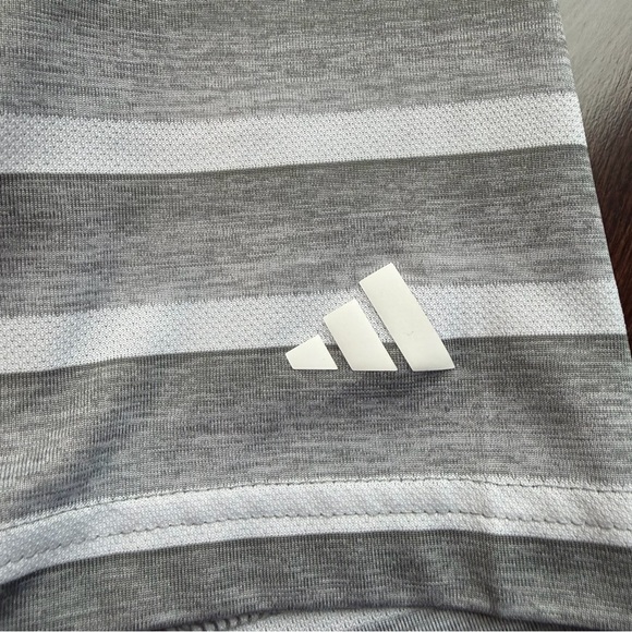 adidas Men's Gray White Striped Golf Polo Size XXL 2XL - Picture 3 of 7